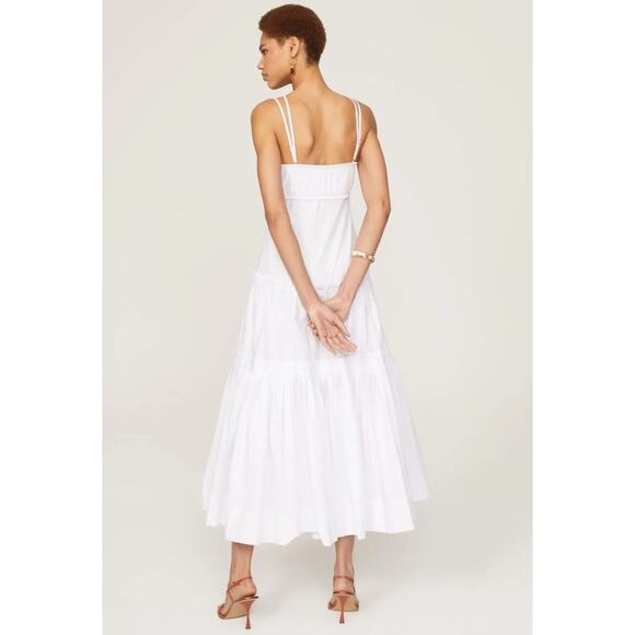 NICHOLAS Novi White Cotton Tiered Long Sun Dress Size 12 - Picture 11 of 11